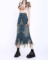 Ästhetischer langer Jeansrock mit Sternen
